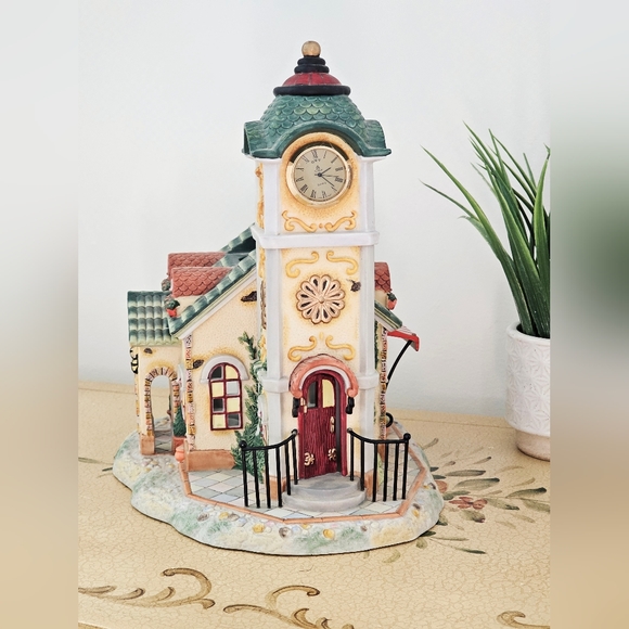 Vintage Clock Tower Porcelain Old World Village #4 The Clocktower - Picture 5 of 13